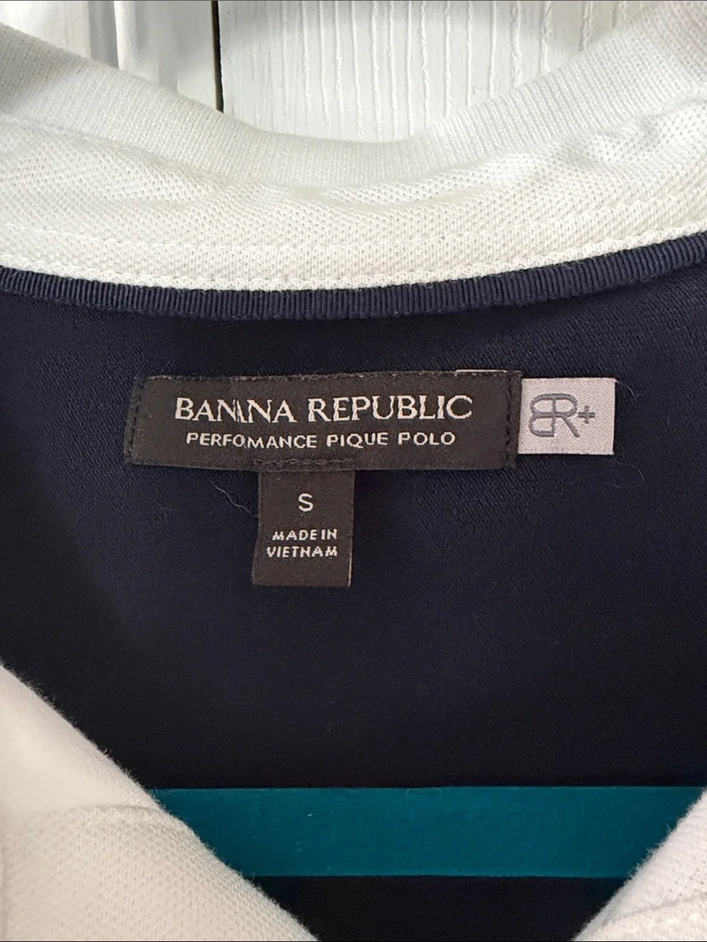 Banana Republic Men’s Navy, White & Brown Short-Sleeve Polo